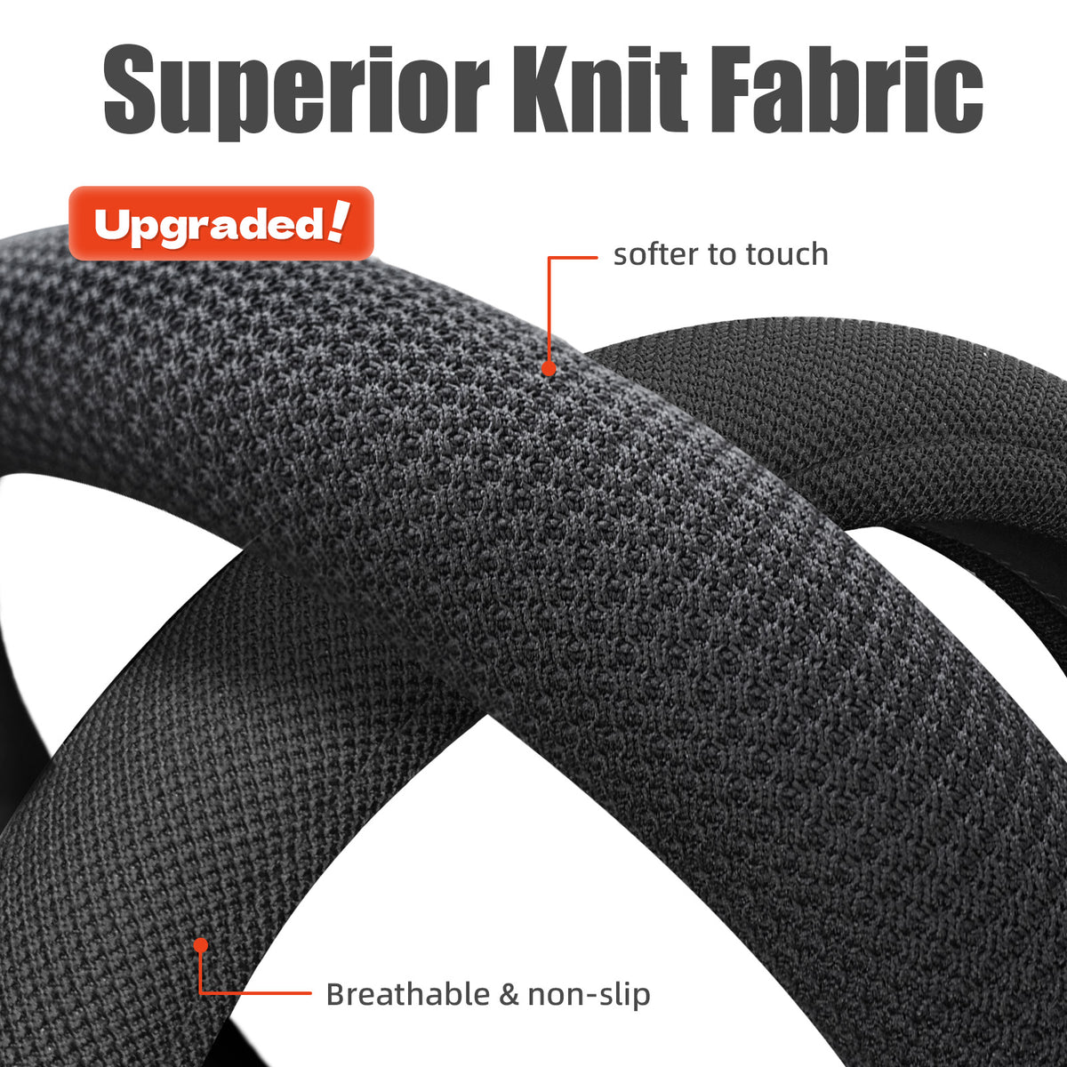 15“ Upgraded Black Steering Wheel Cover Men, Warm in Winter Cool in Summer, Thermoregulating Breathable Silicone Car Steering Wheel Cover Protector Non-Slip, Car Accessories Fits Round/D Shape