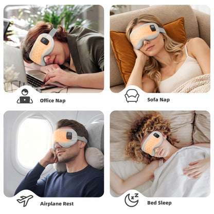 Silk Heated Eye Mask Cordless, Rechargeable Eye Heating Pad with Timer, Light Green 1500mAh Heated Dry Eye Mask, Electric Warm Eye Compress Mask for Sleep Xmas Gift for Her Men Women, Washable