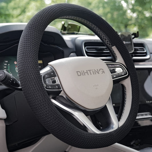 15“ Upgraded Black Steering Wheel Cover Men, Warm in Winter Cool in Summer, Thermoregulating Breathable Silicone Car Steering Wheel Cover Protector Non-Slip, Car Accessories Fits Round/D Shape