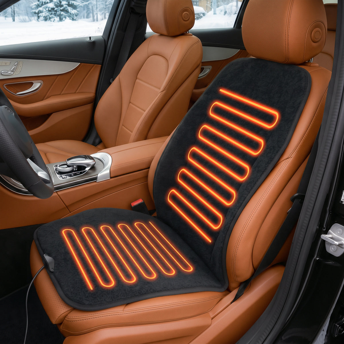 Black Heated Seat Cover for Cars Heated Car Seat Warmer with 3 Levels, Heated Seat Cushion for Back, Waist, HIPS Winter Christmas Holiday Car Accessories Gift