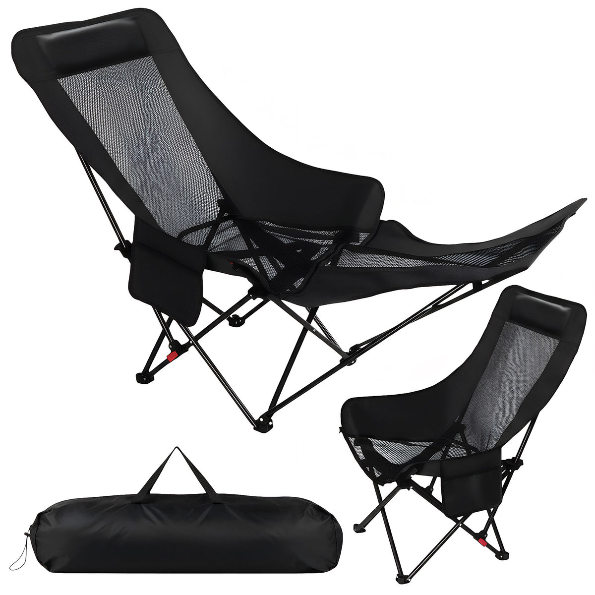 Reclining Camping Chair - Black