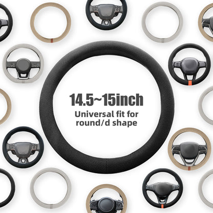 15 Inch Black Silicone Steering Wheel Cover Thermoregulating for All-Season Breathable Car Steering Wheel Cover Men Fits Round/D Shape, Warm in Winter Cool in Summer, Non-Slip Touch