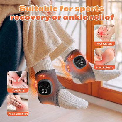 2Pcs Cordless Foot and Ankle Massager with Heat for Pain Relief Neuropathy, 3 Vibration & 5 Heat Levels