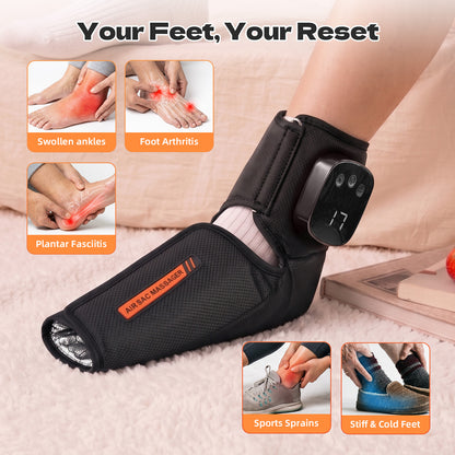 1 Pack Air Compression Foot and Ankle Massager with Heat for Men Women, 4000mAh