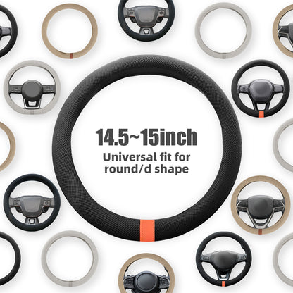 15" Silicone Steering Wheel Cover with Microfiber Thermoregulating Fabric