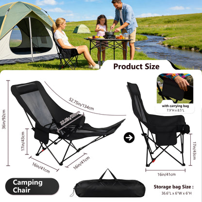 Reclining Camping Chair - Black