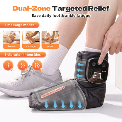 1 Pack Air Compression Foot and Ankle Massager with Heat for Men Women, 4000mAh