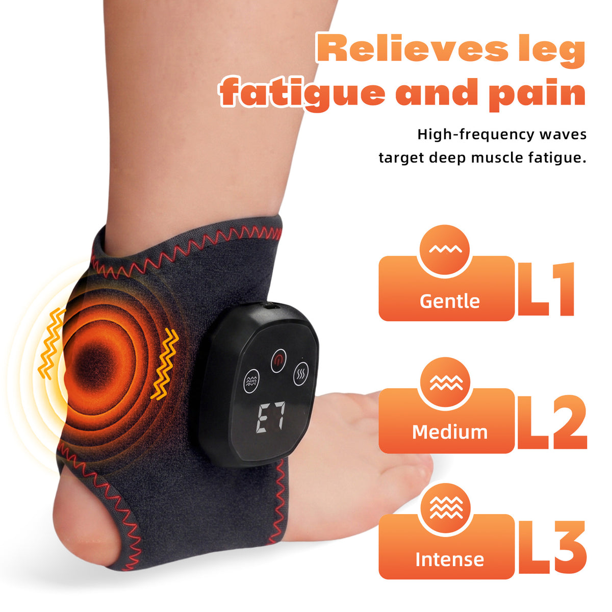 2Pcs Cordless Foot and Ankle Massager with Heat for Pain Relief Neuropathy, 3 Vibration & 5 Heat Levels