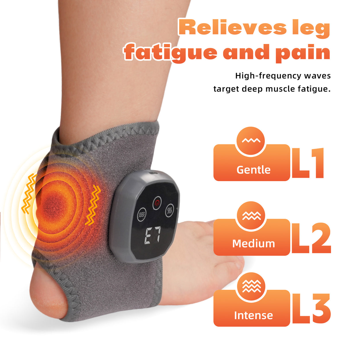 2Pcs Cordless Foot and Ankle Massager with Heat for Pain Relief Neuropathy, 3 Vibration & 5 Heat Levels
