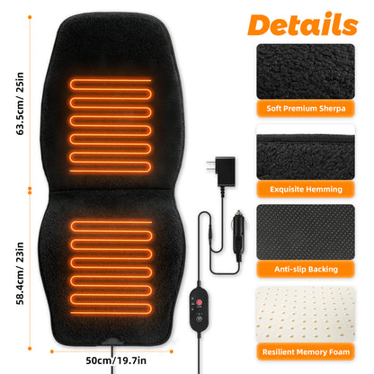 Black Heated Seat Cover for Cars Heated Car Seat Warmer with 3 Levels, Heated Seat Cushion for Back, Waist, HIPS Winter Christmas Holiday Car Accessories Gift