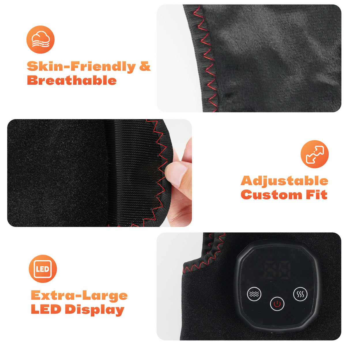2Pcs Cordless Foot and Ankle Massager with Heat for Pain Relief Neuropathy, 3 Vibration & 5 Heat Levels