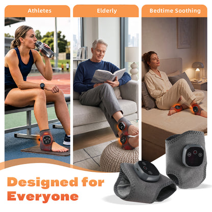 2Pcs Cordless Foot and Ankle Massager with Heat for Pain Relief Neuropathy, 3 Vibration & 5 Heat Levels