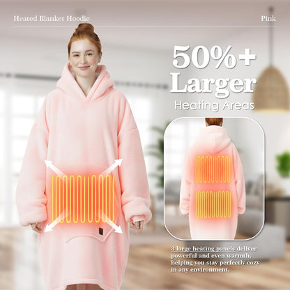 Pink Heated Hoodie Blanket
