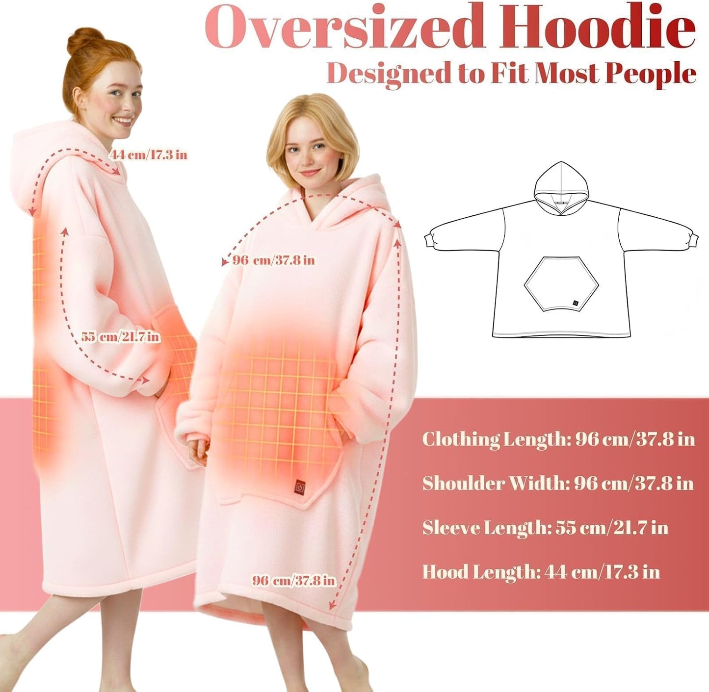 Pink Heated Hoodie Blanket