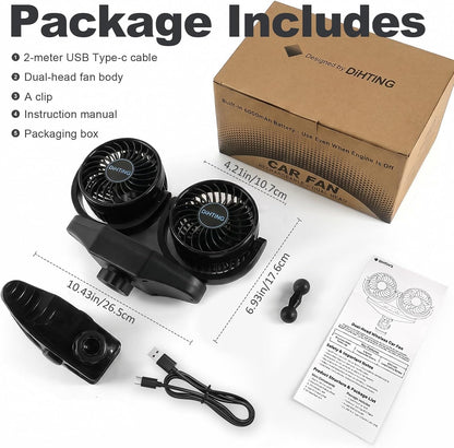 6000mAh Dual Car Fan