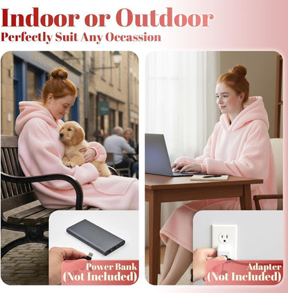 Pink Heated Hoodie Blanket