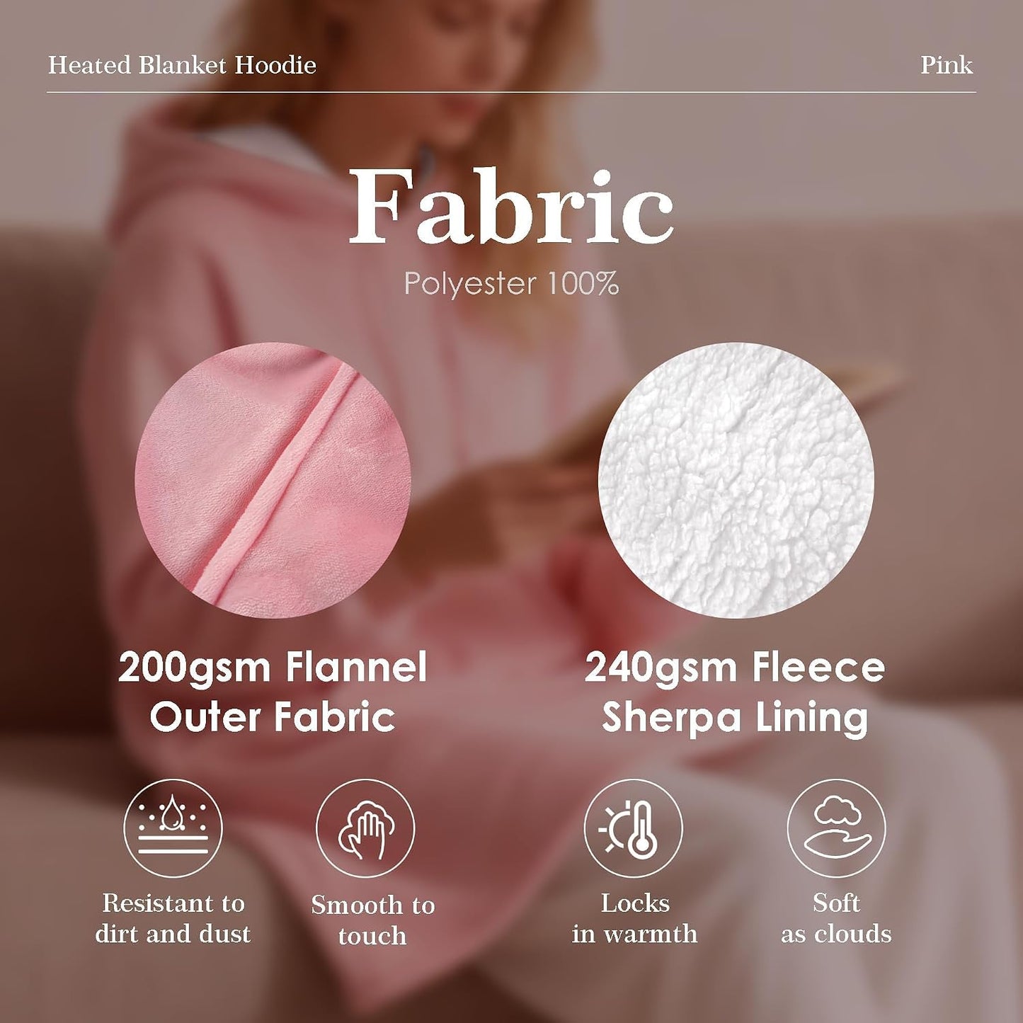 Pink Heated Hoodie Blanket
