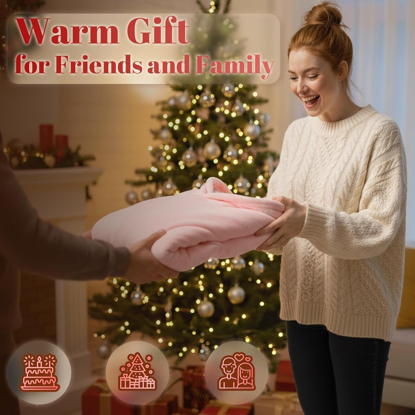 Pink Heated Hoodie Blanket