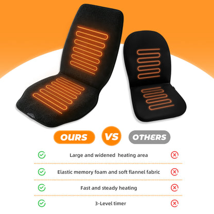 Black Heated Seat Cover for Cars Heated Car Seat Warmer with 3 Levels, Heated Seat Cushion for Back, Waist, HIPS Winter Christmas Holiday Car Accessories Gift