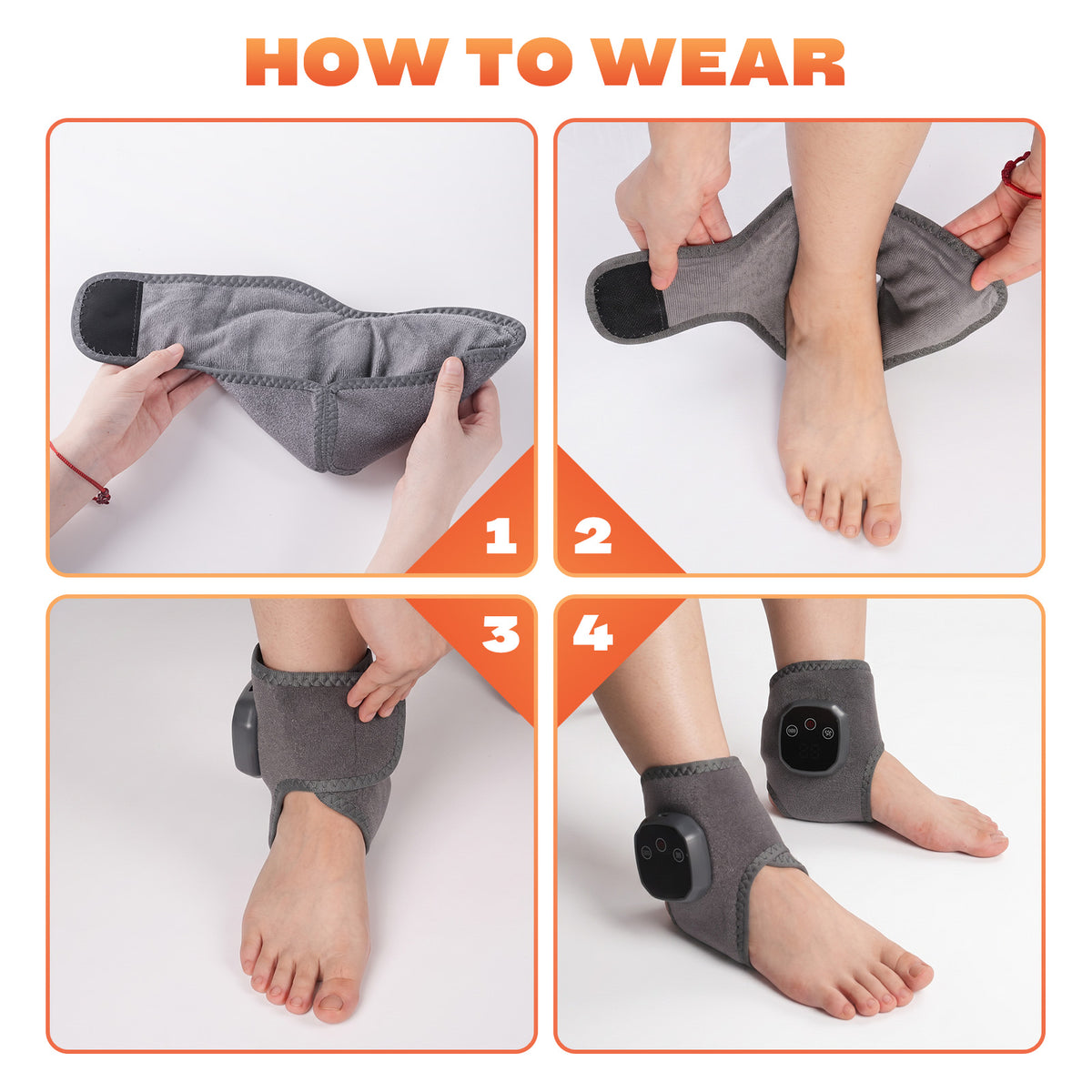 2Pcs Cordless Foot and Ankle Massager with Heat for Pain Relief Neuropathy, 3 Vibration & 5 Heat Levels
