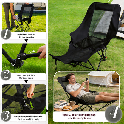 Reclining Camping Chair - Black