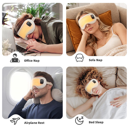 Heated Eye Mask Cordless, 1500mAh Rechargeable Eye Heating Pad with Timer Heated Dry Eye Mask, Washable Warm Eye Compress Electric Eye Heating Pad for Sleep Xmas Gift for Her Women, Beige Rose Gold