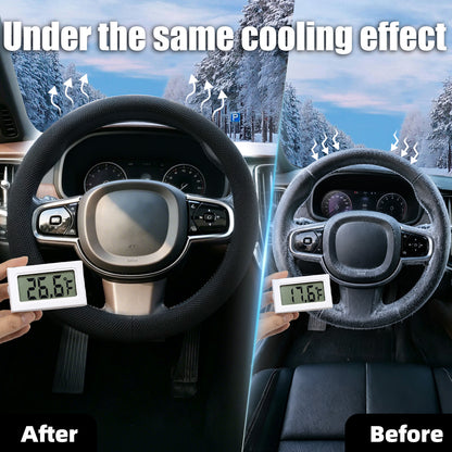 15 Inch Black Silicone Steering Wheel Cover Thermoregulating for All-Season Breathable Car Steering Wheel Cover Men Fits Round/D Shape, Warm in Winter Cool in Summer, Non-Slip Touch