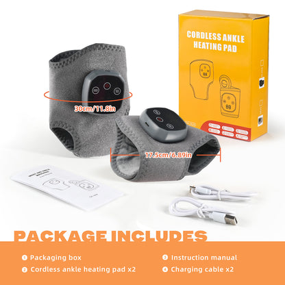 2Pcs Cordless Foot and Ankle Massager with Heat for Pain Relief Neuropathy, 3 Vibration & 5 Heat Levels