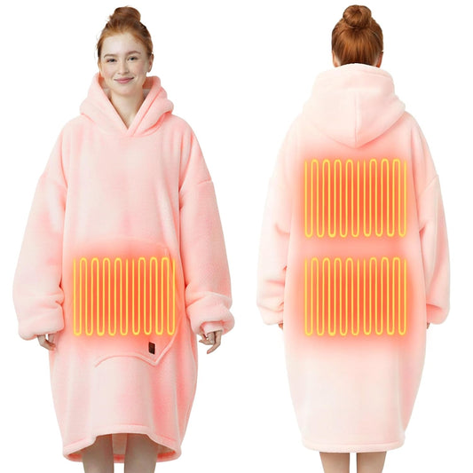 Pink Wearable Heated Blanket Hoodie