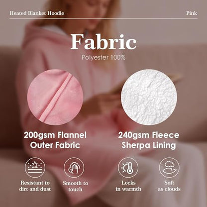 Pink Wearable Heated Blanket Hoodie