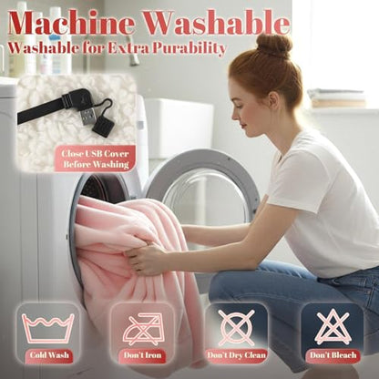 Pink Wearable Heated Blanket Hoodie