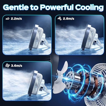DiHTing 8-Inch Portable Desk Fan — USB Rechargeable, LED Night Light, 3-Speed, Quiet Operation for Home Office