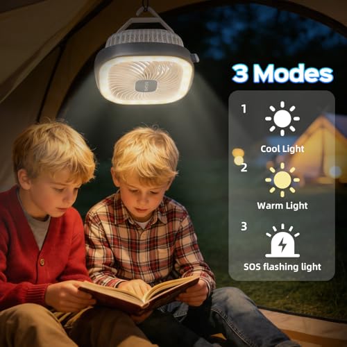 DiHTing 8-Inch Portable Desk Fan — USB Rechargeable, LED Night Light, 3-Speed, Quiet Operation for Home Office