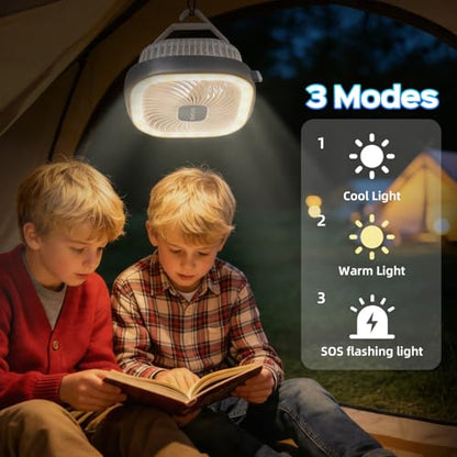 DiHTing 8-Inch Portable Desk Fan — USB Rechargeable, LED Night Light, 3-Speed, Quiet Operation for Home Office