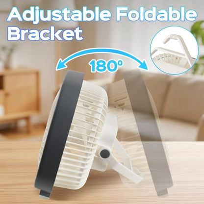 DiHTing 8-Inch Portable Desk Fan — USB Rechargeable, LED Night Light, 3-Speed, Quiet Operation for Home Office