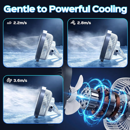 DiHTing 8-Inch Portable Desk Fan — USB Rechargeable, LED Night Light, 3-Speed, Quiet Operation for Home Office