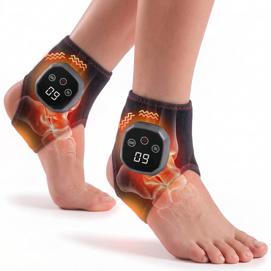 2Pcs Black Cordless Foot and Ankle Massager with Heat, Cordless Foot Massager for Pain Relief Neuropathy, 3 Vibration & 5 Heat Levels