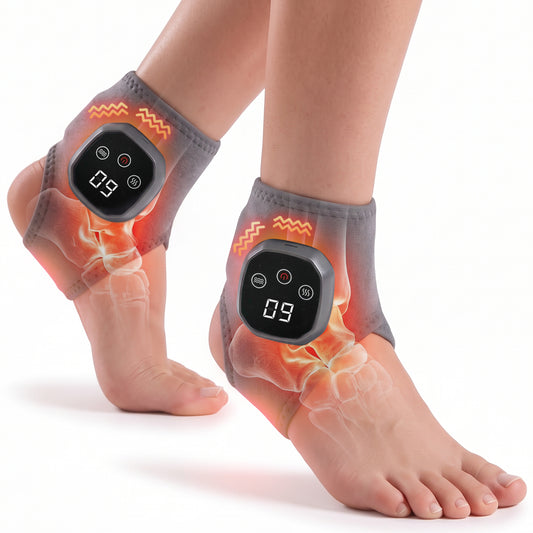 2Pcs Gray Cordless Foot and Ankle Massager with Heat, Cordless Foot Massager for Pain Relief Neuropathy, 3 Vibration & 5 Heat Levels