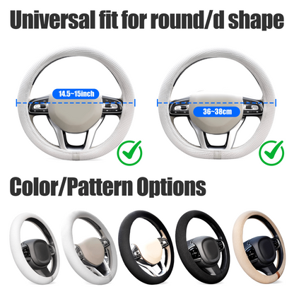White Gray Upgraded Silicone Steering Wheel Cover Women, Warm in Winter Cool in Summer, 15 Inch Thermoregulating Breathable Car Steering Wheel Accessories Non-Slip for Women Men, Fits Round/D Shape