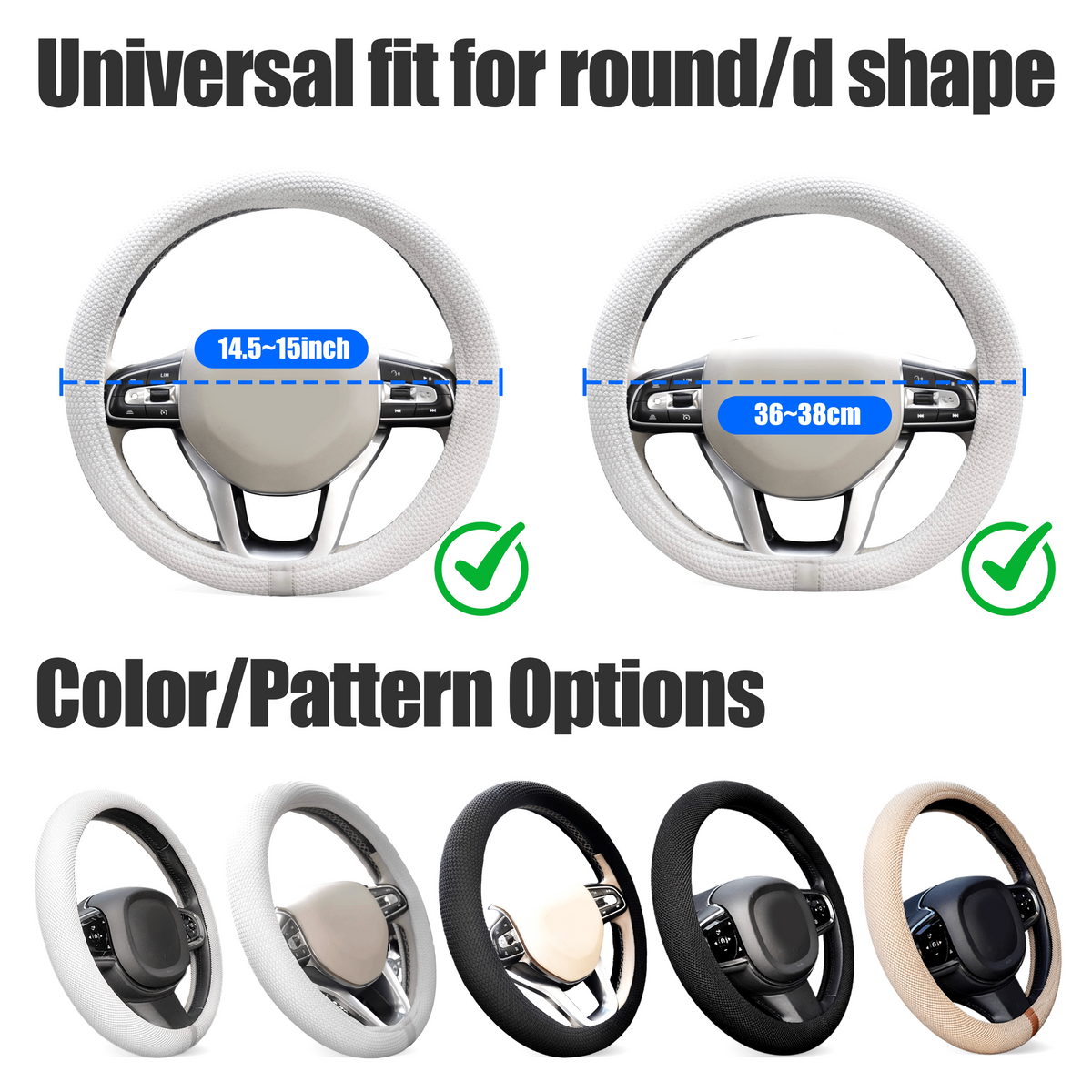 15“ Upgraded Black Steering Wheel Cover Men, Warm in Winter Cool in Summer, Thermoregulating Breathable Silicone Car Steering Wheel Cover Protector Non-Slip, Car Accessories Fits Round/D Shape